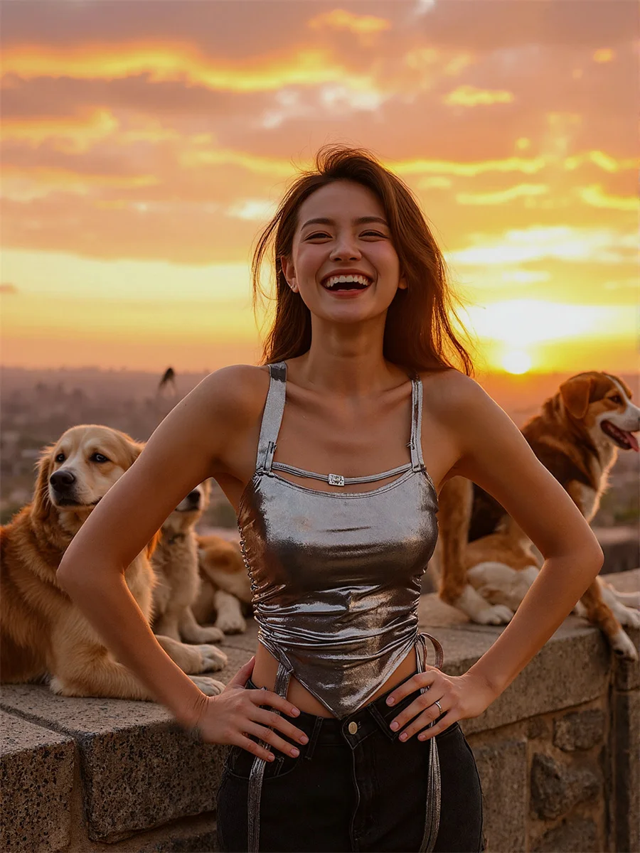 الدبابات كاميس المرأة السائل المعدني الفضة قابل للتعديل السباغيتي مطرز حزام اللؤلؤ الوقوف اليابانية الأزياء الفنية تانك