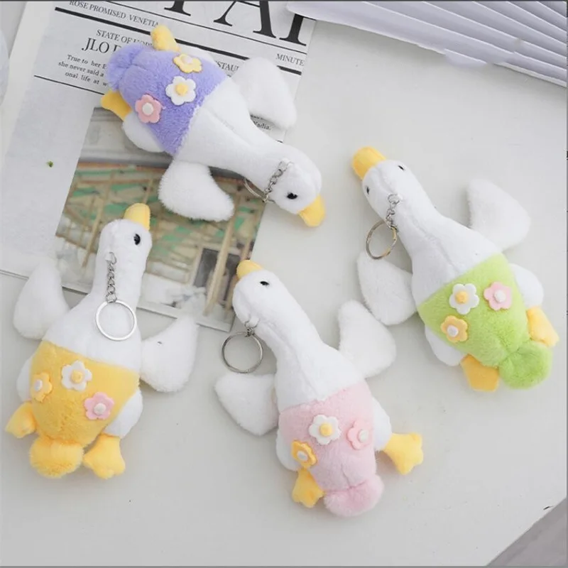 4 Color Flower Goose Plush Toy Cute Pendant Stuffed Animal Bag Doll Keychain For Girls Christmas Gift Wedding Party Decor