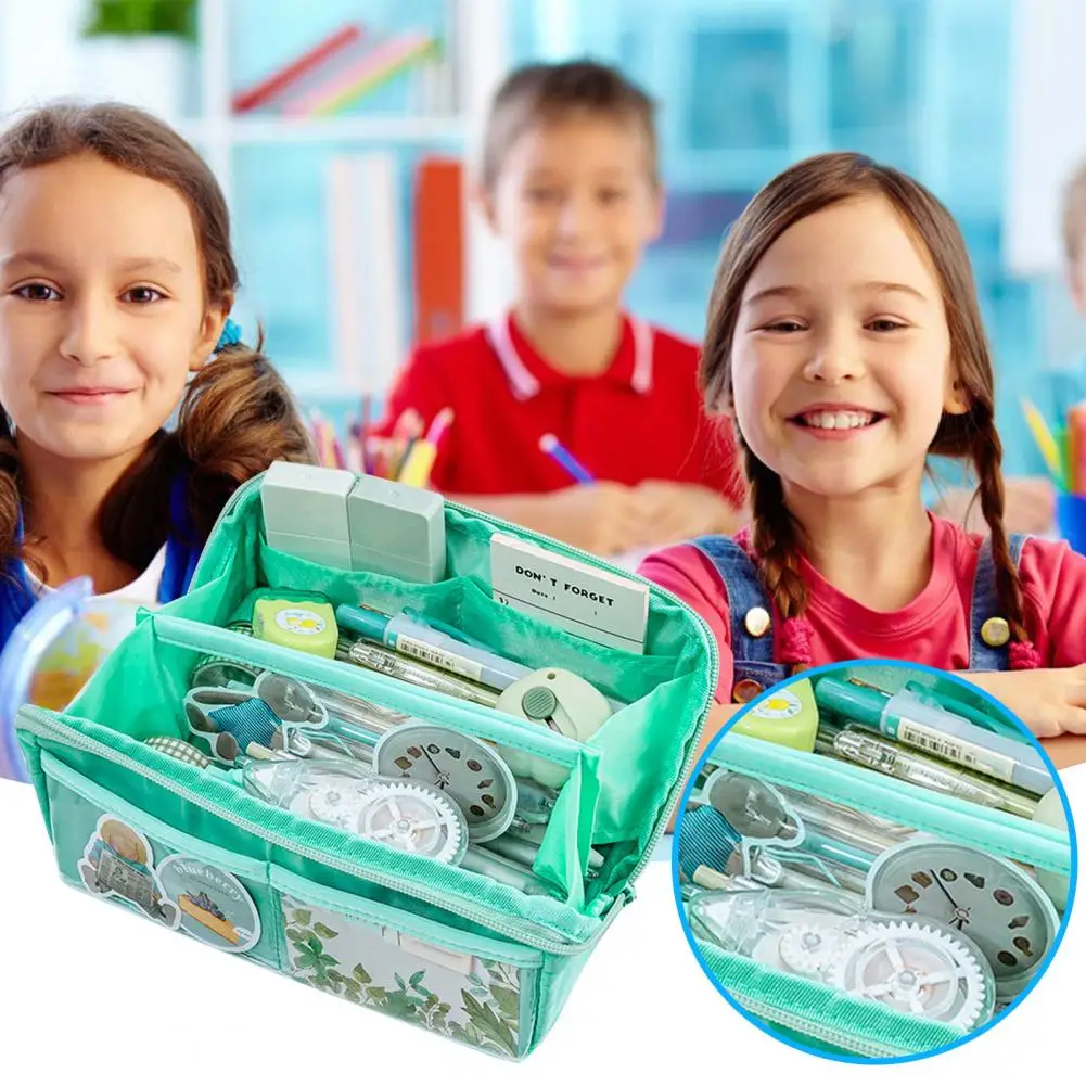 Travel Cosmetic Bag Capacity Pencil Bag Durable Multi-compartment Pencil Case with Zipper Closure for Stationery Organization