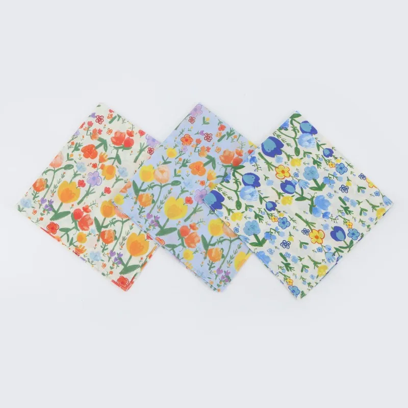 12 قطعة منديل مطبوع من القطن الخالص سلسلة قطن متناثرة دقيقة منشفة مربعة صغيرة قماش بينتو 45*45 سنتيمتر #5