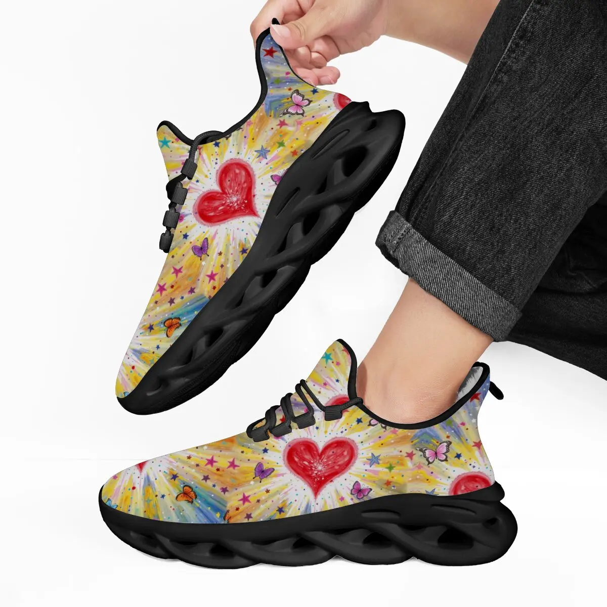 

Boys Walking Shoes for Children Women's Fleece Lined Sneakers Heart Star Butterfly Colorful Print Athletic Shoes Trendy Training