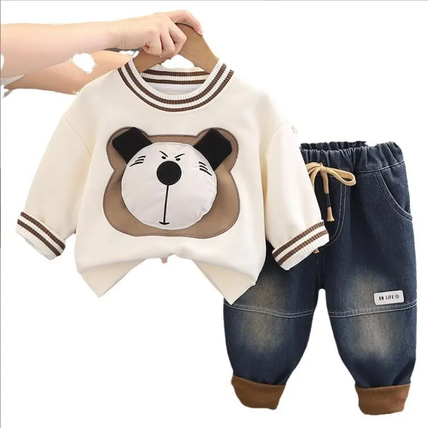 Infant Baby Designer Clothes Outfits 1 To 2 Years Cartoon Three-dimensional Bear Long Sleeve T-shirts+Pants Two Piece Boys Sets