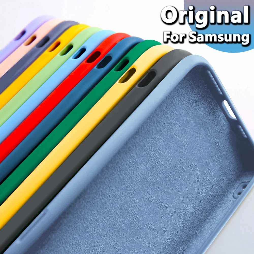 Original Silicone Case For Samsung Galaxy S22 S21 S20 Ultra Fe A12 A21S A32 A50 A51 A52 A52S A71 Note 20 S9 S10 Plus Back Cover