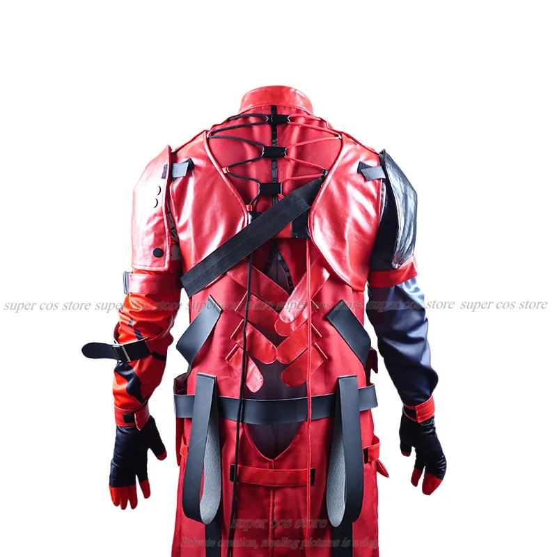 Wuthering Waves Cicatrice Costume Cosplay Parrucca Da Uomo Uniforme Copricapi Orecchini Elettro Congenital Risonatore Cortex Rosso Festa di Halloween