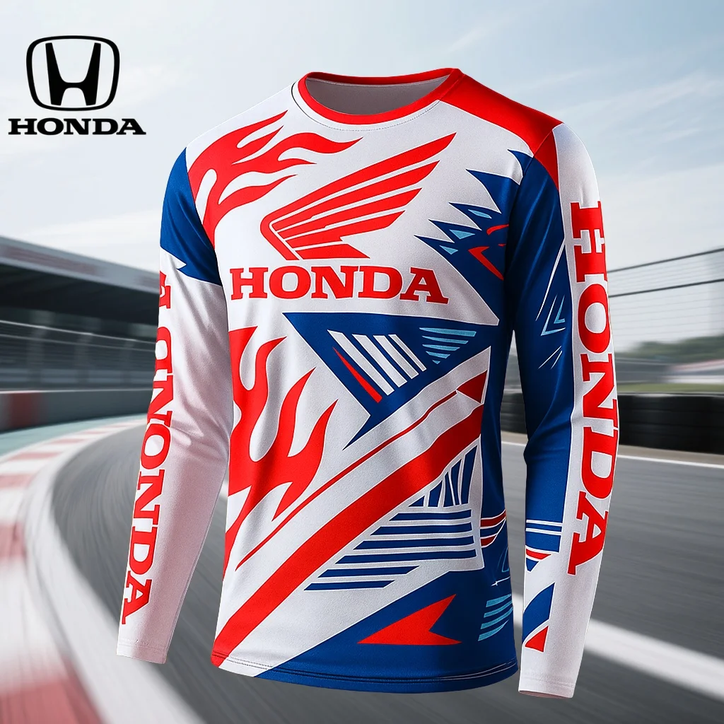 

Breathable Long Sleeve Honda Motorcycle Riding Jersey Dirt Bike T-Shirt Enthusiasts Quick Dry Motocross Racing Gear For Off Road