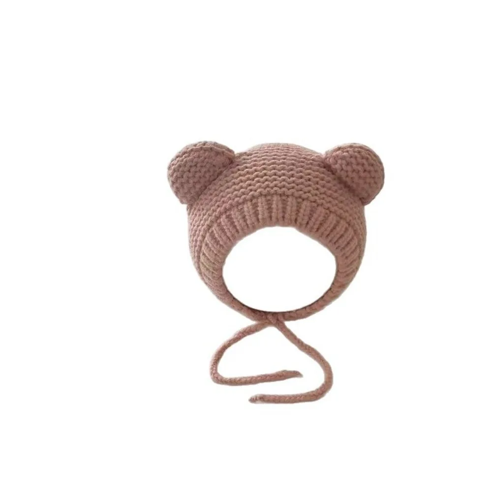 

New Warm Knitted Hat Windproof Coldproof Pullover Cap Pompom Cute Bear Beanie Hat Baby