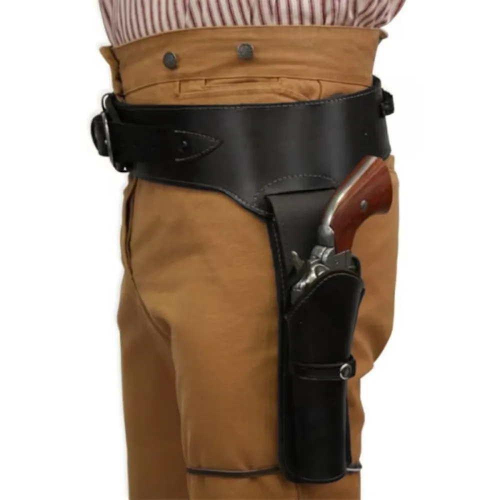 Cinturón con funda para pistola de cuero PU para cintura, accesorio de disfraz de renacimiento medieval gótico punk, accesorio de juego de rol para hombres y mujeres