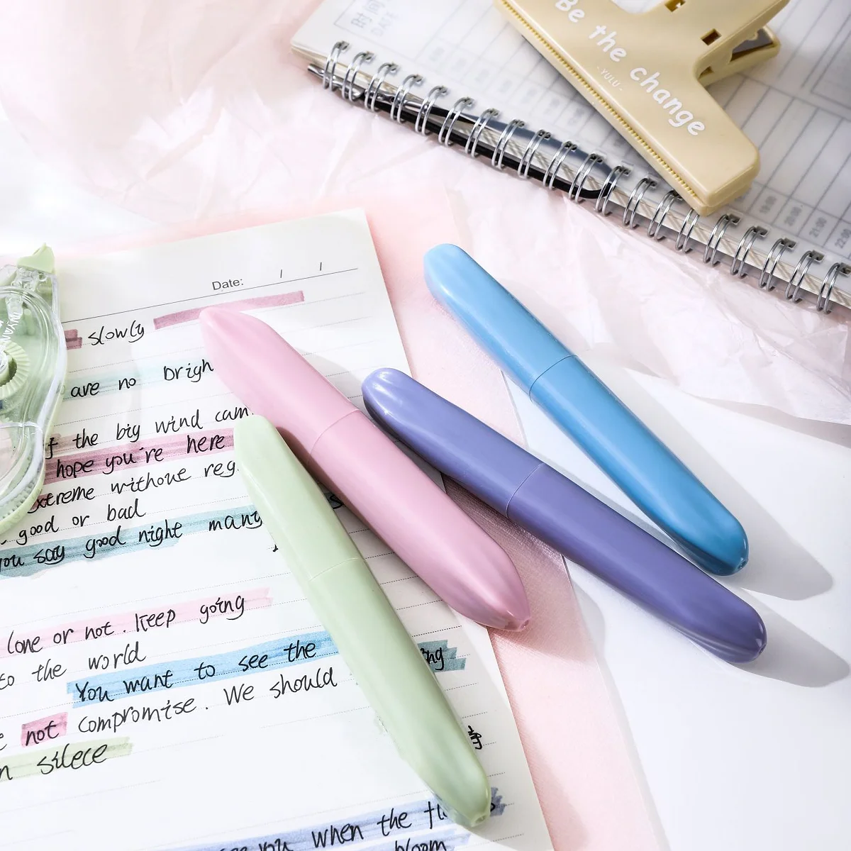 12pcs Random Color Highlighter Pen Set, For Underline, Back To School, School Supplies