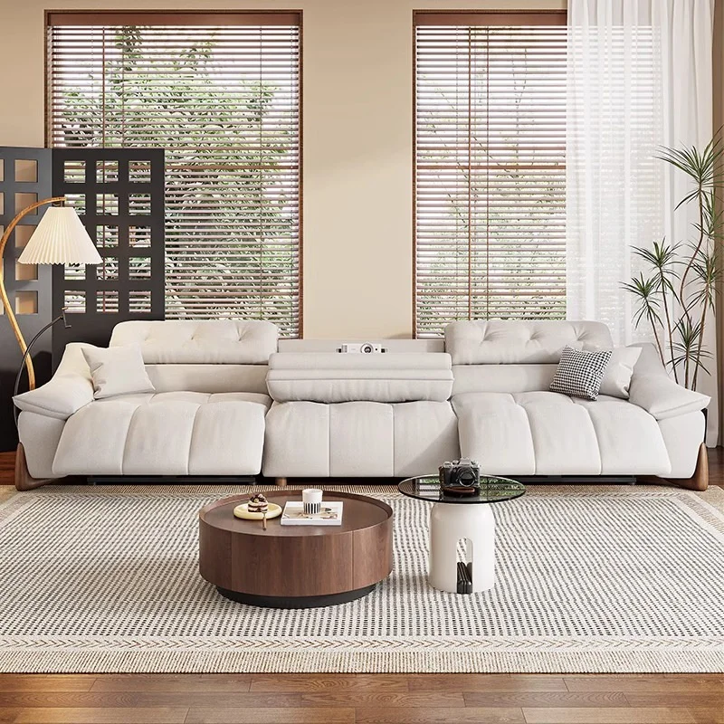 Modern Cream Style Zero Wall Cat Scratch Cloth Sofa Simple Household Fabric Electric Straight Row Functional for Living Room