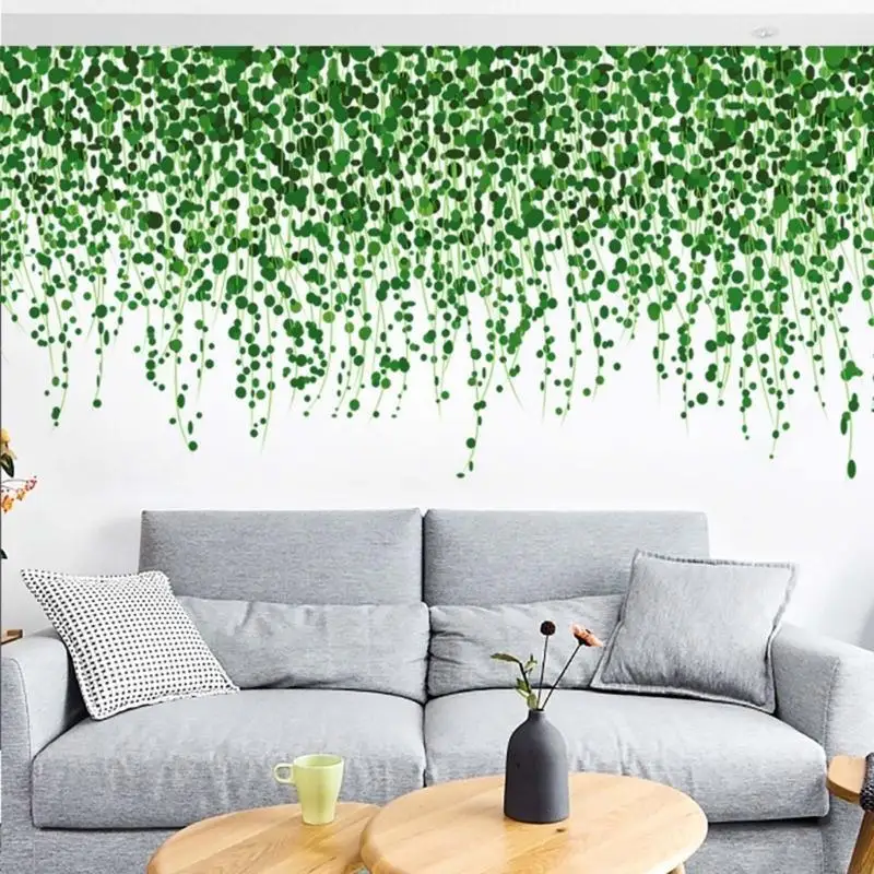 62KD PVC Green Wall Decal Wall Stickers Easy to Install Create SereneFeeling Home Decor Adhesive