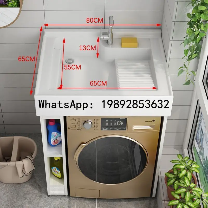 

X5 Space Aluminum Balcony Laundry Tub Integrated Combination Laundry Cabinet Drum Washing Machine Companion Overall Table