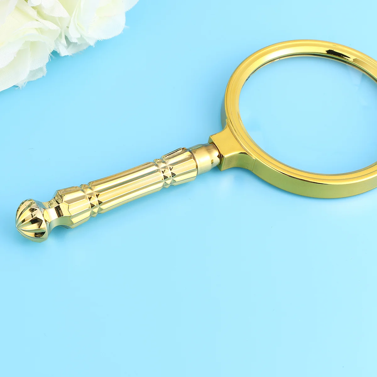 

80Mm Handheld Magnifier Gold Plated Non-Slip Handle Lightweight For Reading Books Maps Inspection Craft Diy Work Magnifying