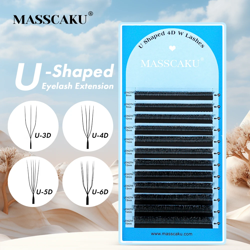 

Factory Price U-shaped Eyelash Extensions Mix Length Thin Root Comfortable to Wear Premade Fans Individual Eyelashes by MASSCAKU