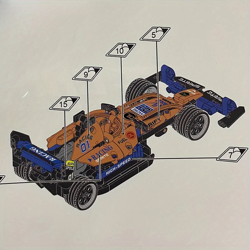 448-teiliges Bausteinset für das berühmte Super-Rennfahrzeugmodell, zurückziehbare Funktionalität, Konstruktionsspielzeug für Jungen