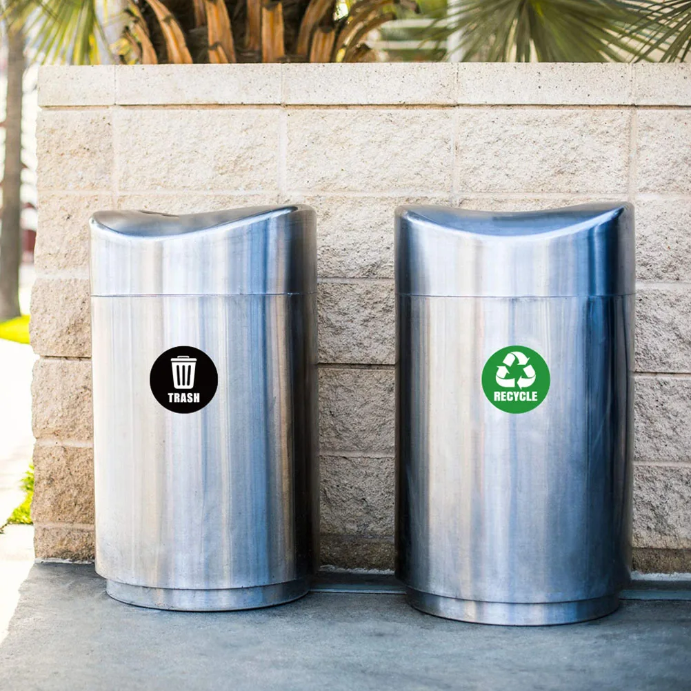 

2 Bags Adhesive Stickers Garbage Sorting Waterproof Can Labels Recycling Pvc Recycle Bin Circle