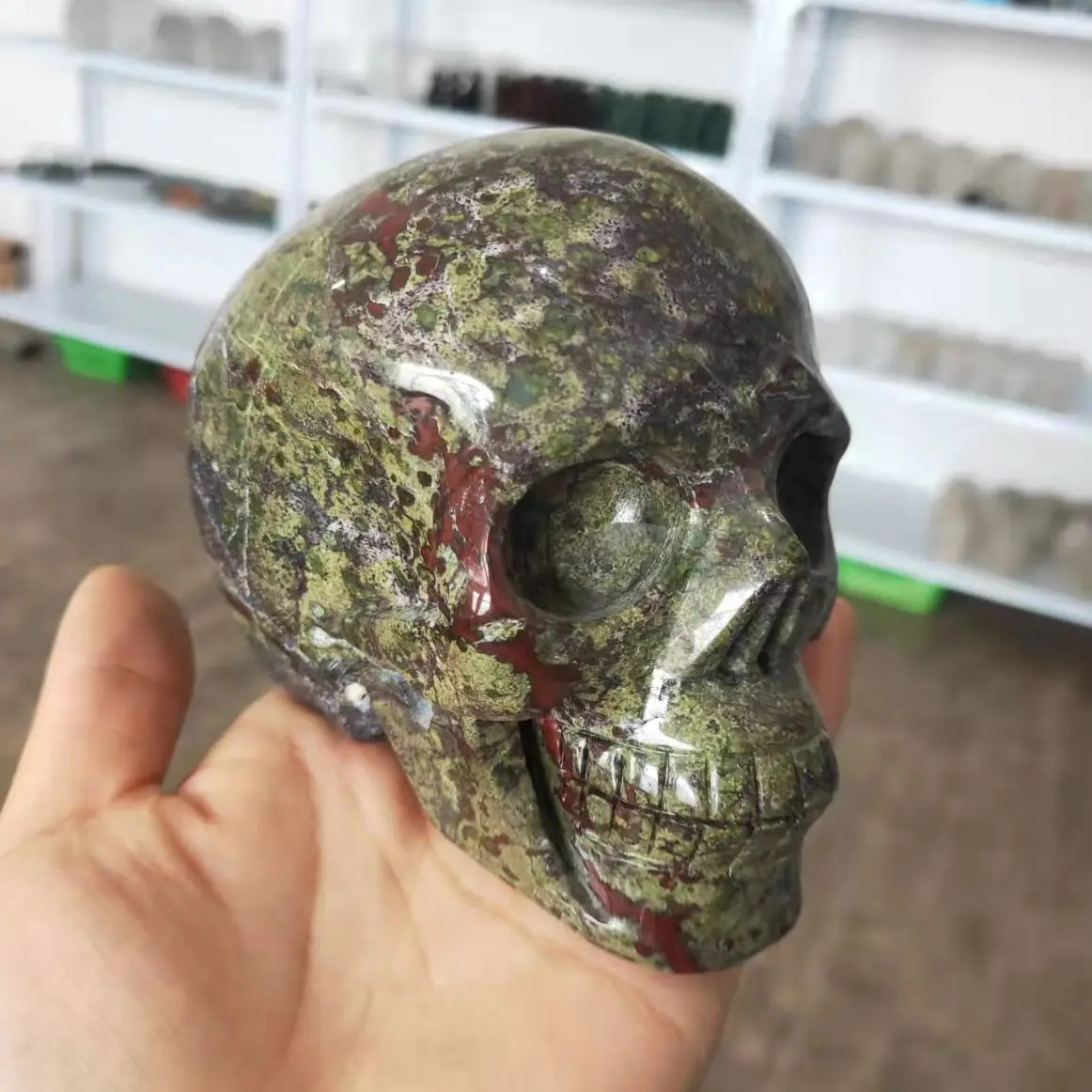 1PC 1000-1200G Natural Dragon's Blood Ore Crystal Skull Hand Carved  Witchcraft Sculpture Healing Reiki For Home Decor