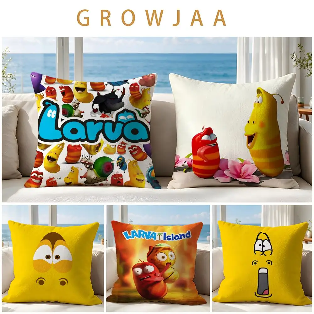 Cartoon Larva Cushion Cover Throw Pillow Short Plush Fresh Natural Cushion for Living Room Sofa Ornament Present Gift