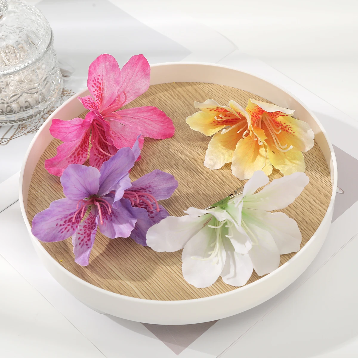 AWAYTR Bohemia Canna Flowers Samll Hair Clips Hawaii Bridal Flowers Hair Clips Hairpins Barrette For Wedding Hair Accessories