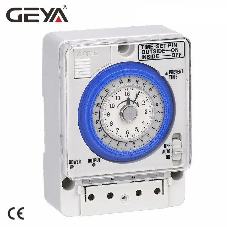 SALE GEYA TB388 Non Power Failure 24 Hours Mechanical Timer Switch with Battery 100V-240V 15A Time Switch Din Rail