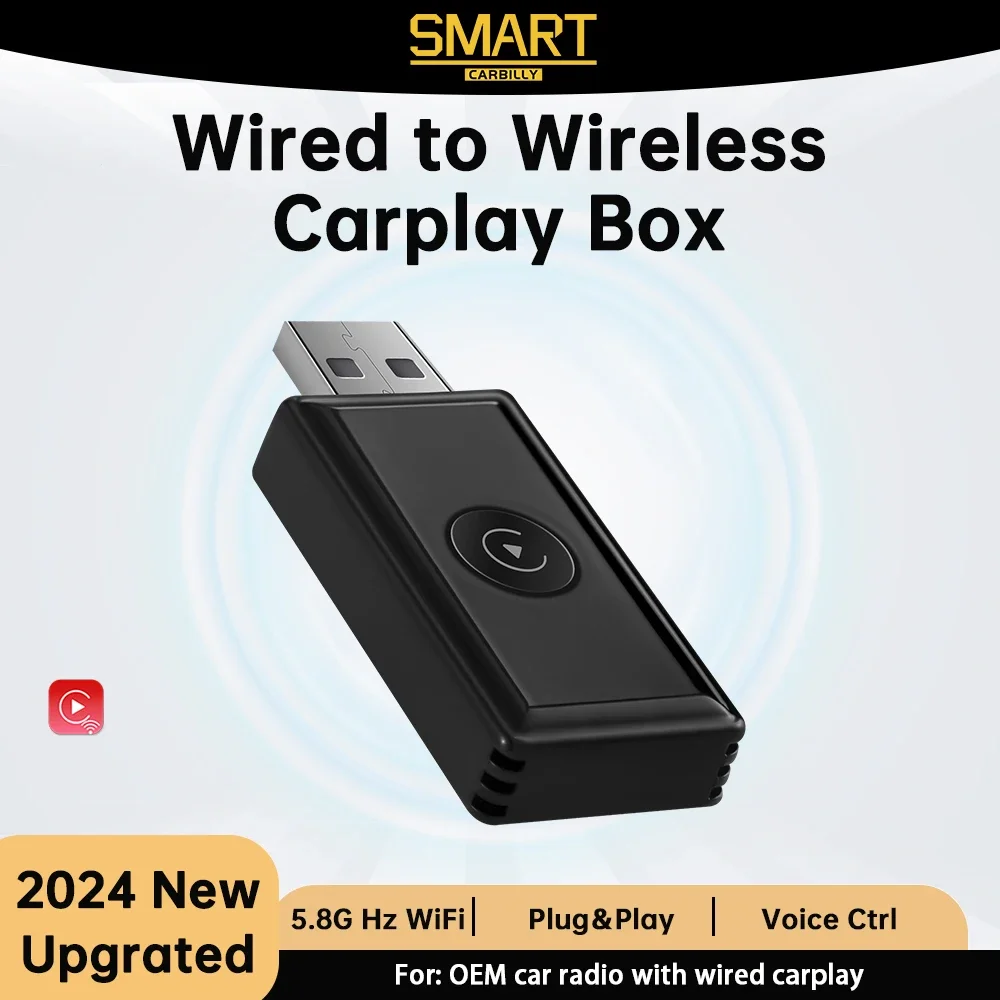 Wired to Wireless Apple CarPlay box for OEM Car Stereo With USB Plug and Play  Smart Link Phone Automatic Connection to CarPlay