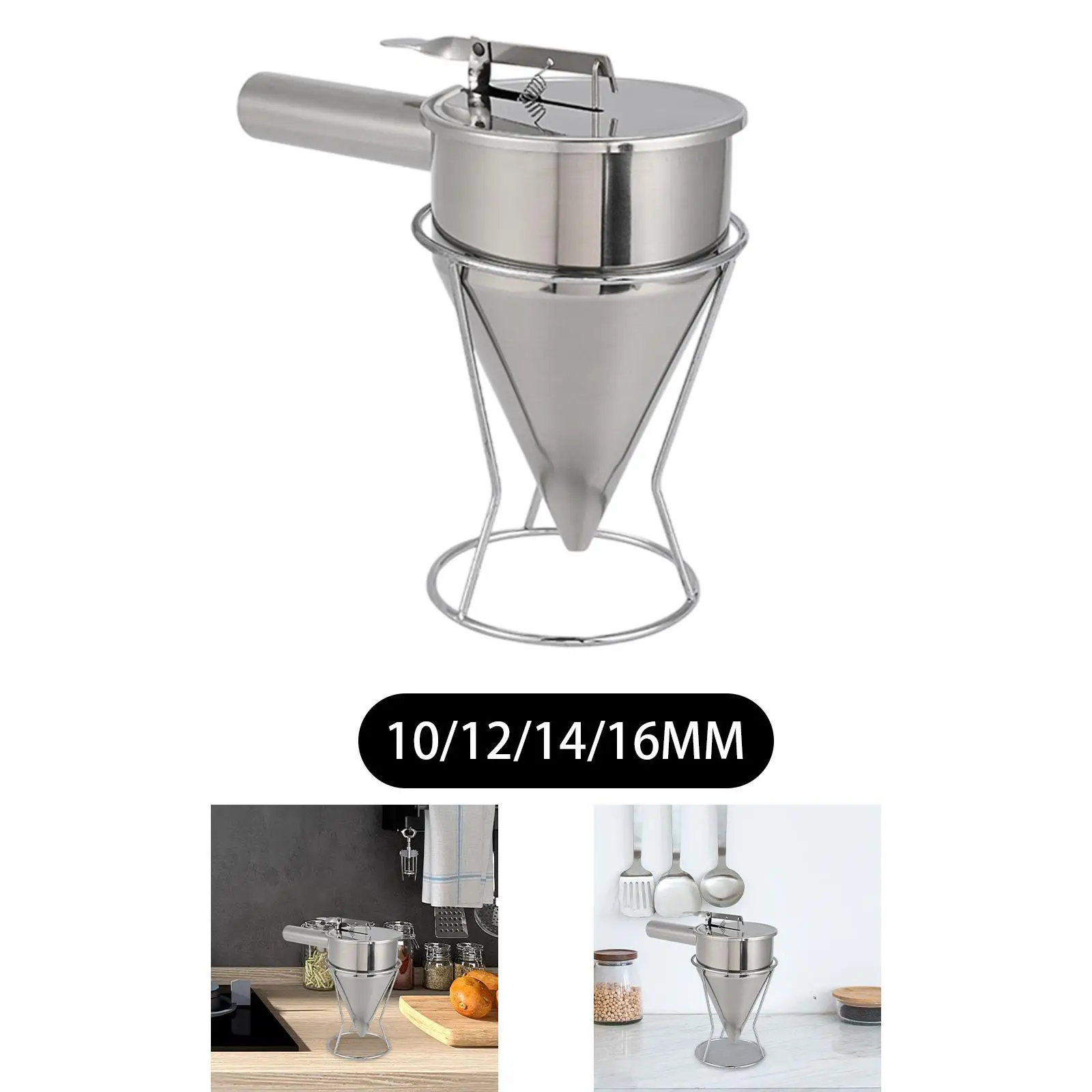 

Pancake Batter Dispenser,Cake Dispenser with Stand Stainless Steel Funnel for Dessert Kitchen Baking Cooking
