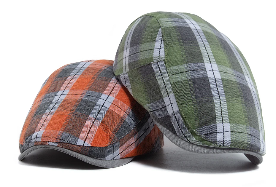 Sommer Plaid Dünne Baskenmütze Frauen Männer Mode Vintage Visier Hut Casual Weibliche Newsboy Caps Retro Flache Kappe Für Frühling Herbst Neue – Detail 1