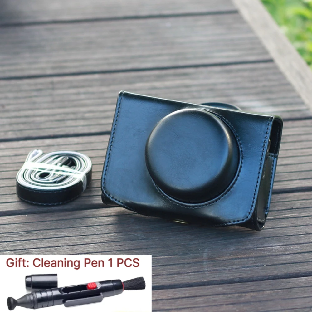 Camera Storage Bag For Fuji X100V X30 PU Leather case For Nikon/Canon/Panasonic GF9 protective cover + 1 PCS Free Cleaning Pen