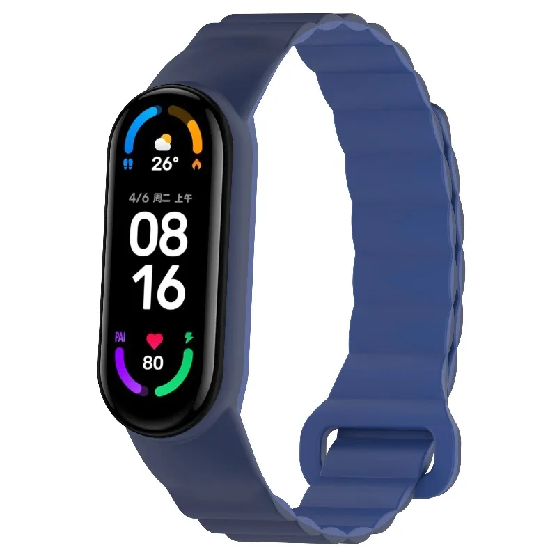 Silicone Magnetic Loop Strap For Xiaomi Mi Band 8 7 6 5 4 3 Comfortable Adjustable Bracelet For Mi Band 8 7 6 Correa Accessories