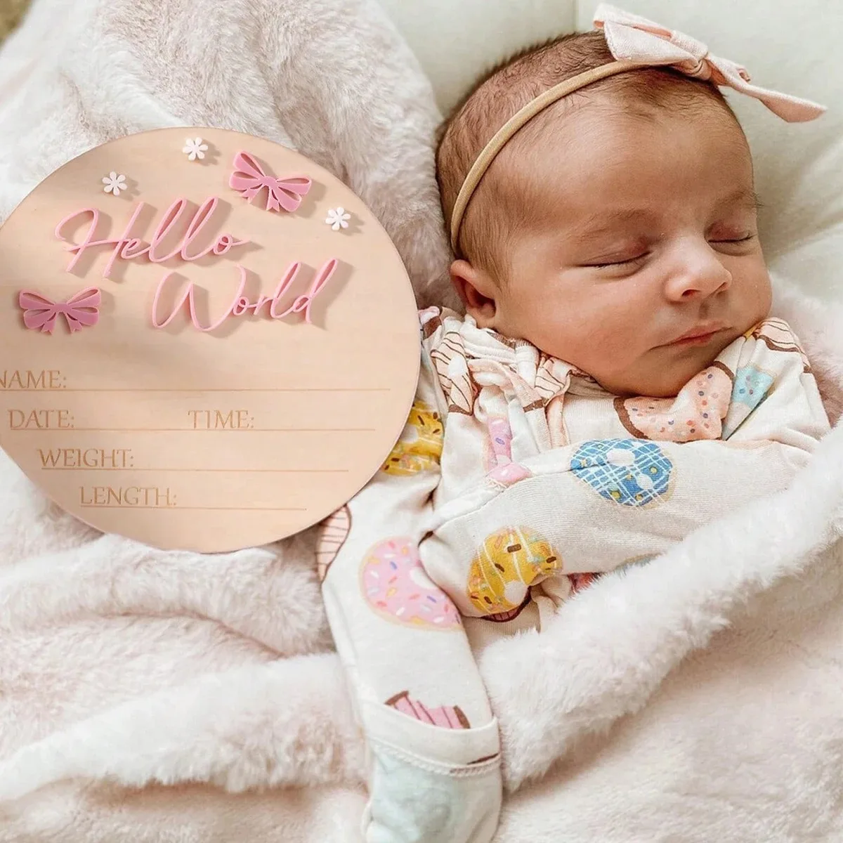 Hello World Newborn Name Sign Dusty Pink Butterfly Star Deco Baby Birth Announcement Sign For Hospital  Newborn Props