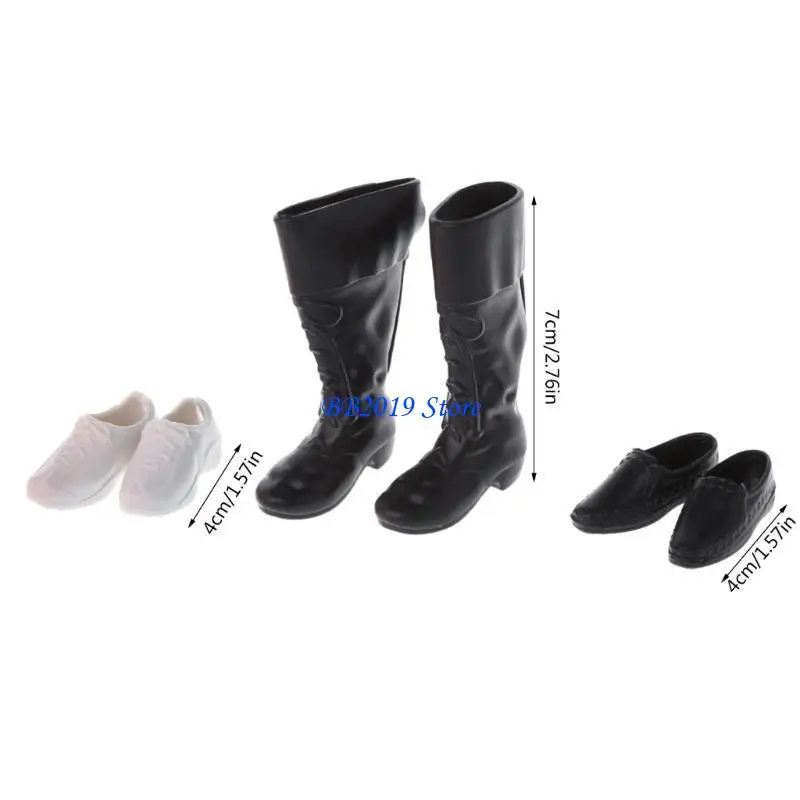 Q0KB 3 Cặp giày Giày cao đặt cho cậu bé 12 inch cho búp bê giả vờ chơi đồ chơi ac