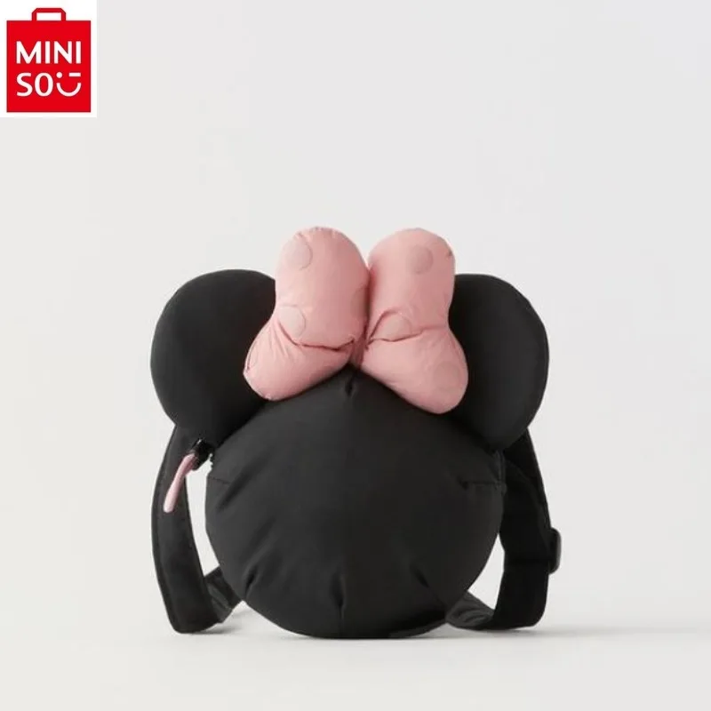 Кошелек MINISO в горошек с бантом, милая миниатюрная сумка через плечо с мультипликационным рисунком Диснея Минни, с нулевым кошельком для студентов