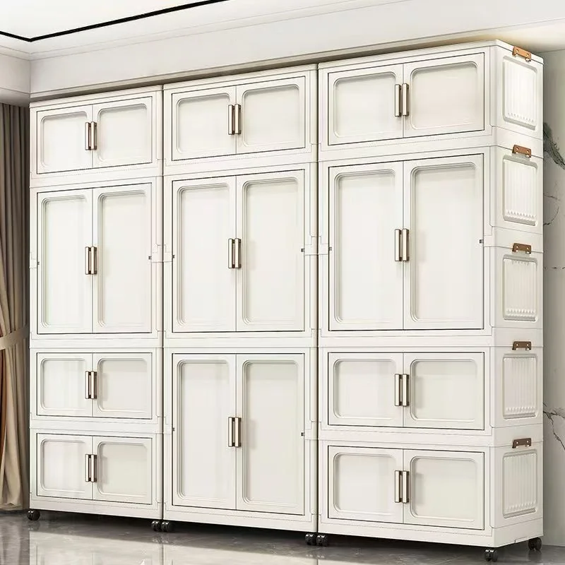 White simple wardrobe, no installation required, folding storage cabinet, toy and snack storage box, household sundries shelf 2