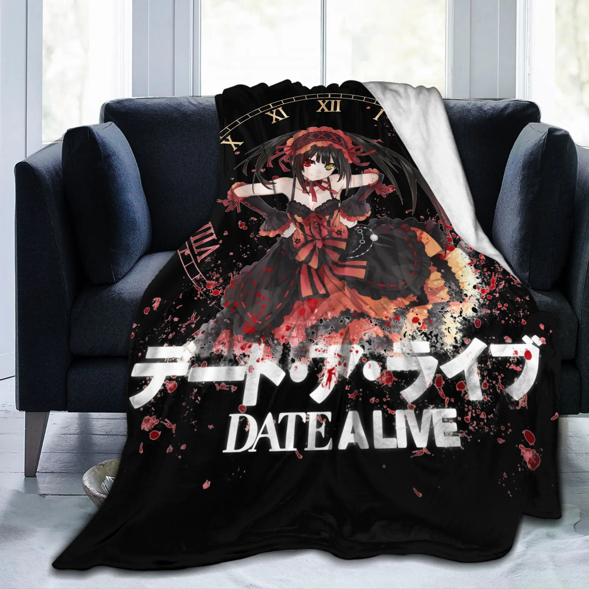 Tokisaki Kurumi Date A Live Plush Blanket  Funny Throw Blankets Anime for Bedspread 150*125cm Soft