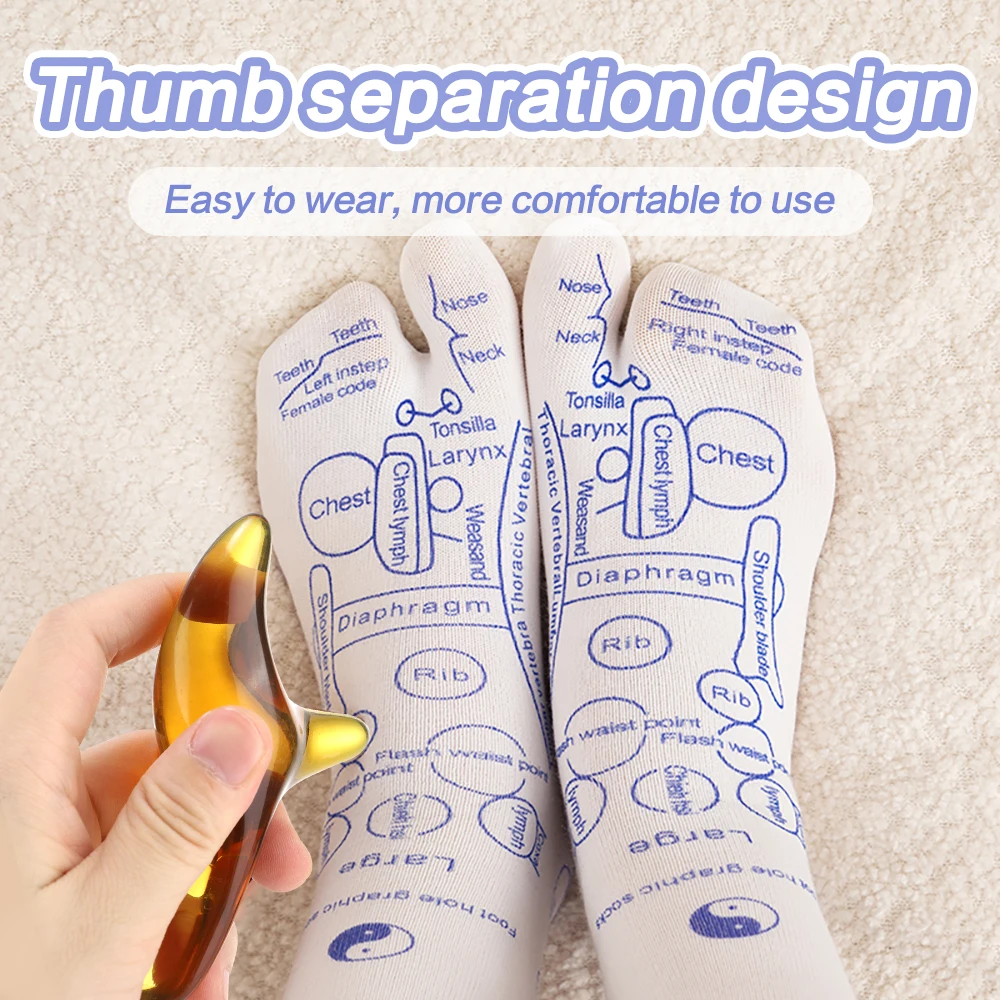 1pair Foot Massage Acupressure Socks With Acupressure Point Charts, Acupressure Reflexology Socks Massage Sticks Relieve Tired