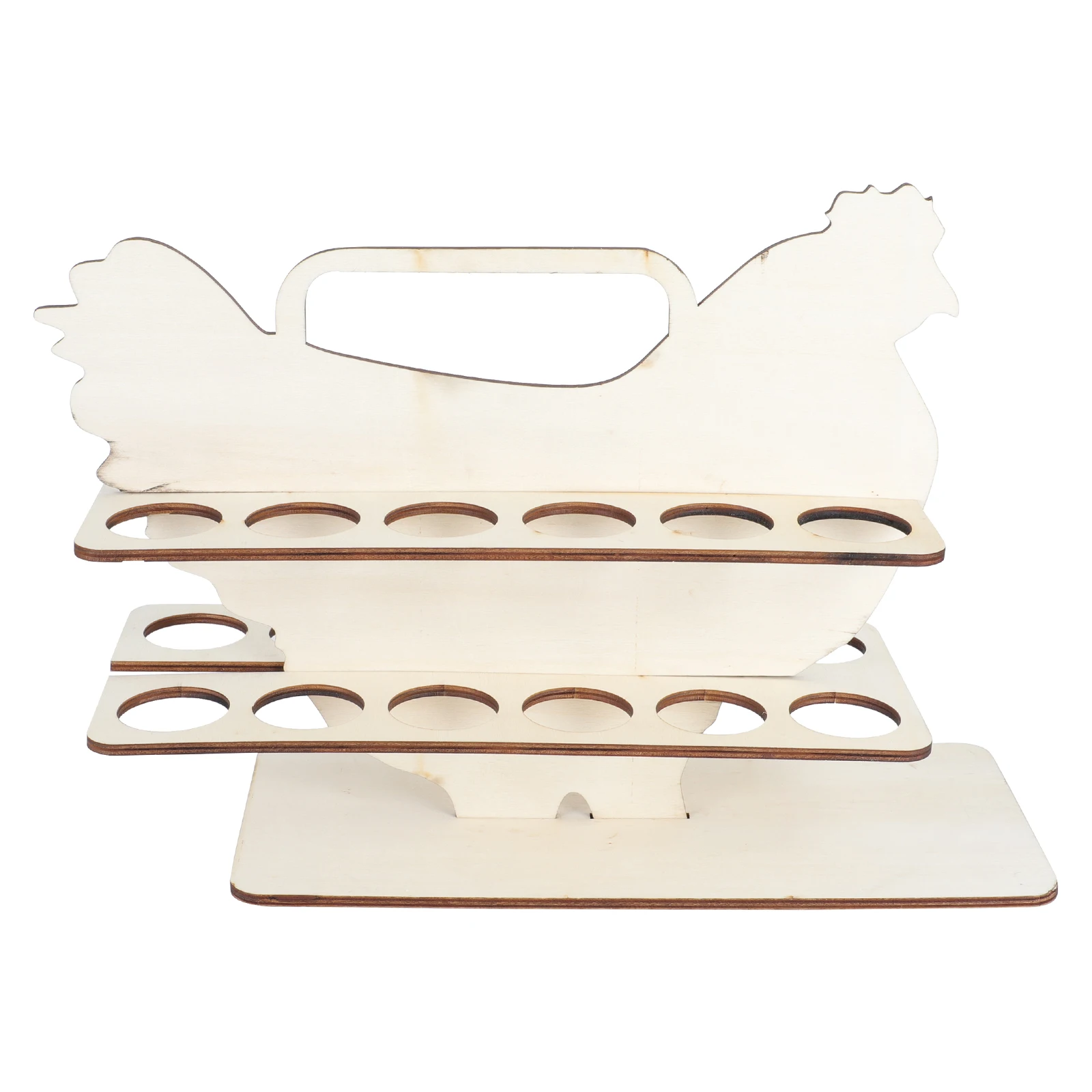 

Wooden Egg Storage Rack Decorative 2 Layer Shelf Safe Environmentally Friendly Chicken Design Holder Container System