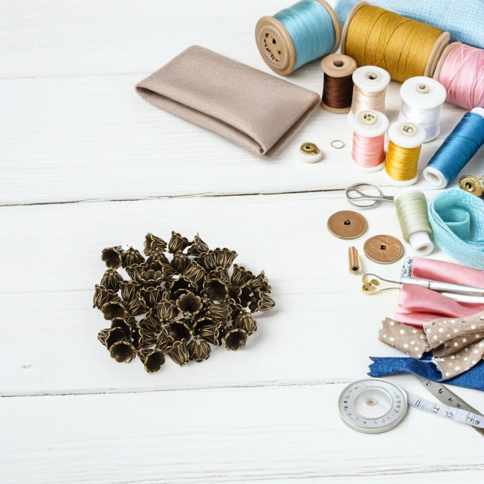 

50pcs Flower Bead Caps Vintage Alloy Spacer Beads For Jewelry Making Diy Necklace Bracelet Earrings Metal Flower End Topper