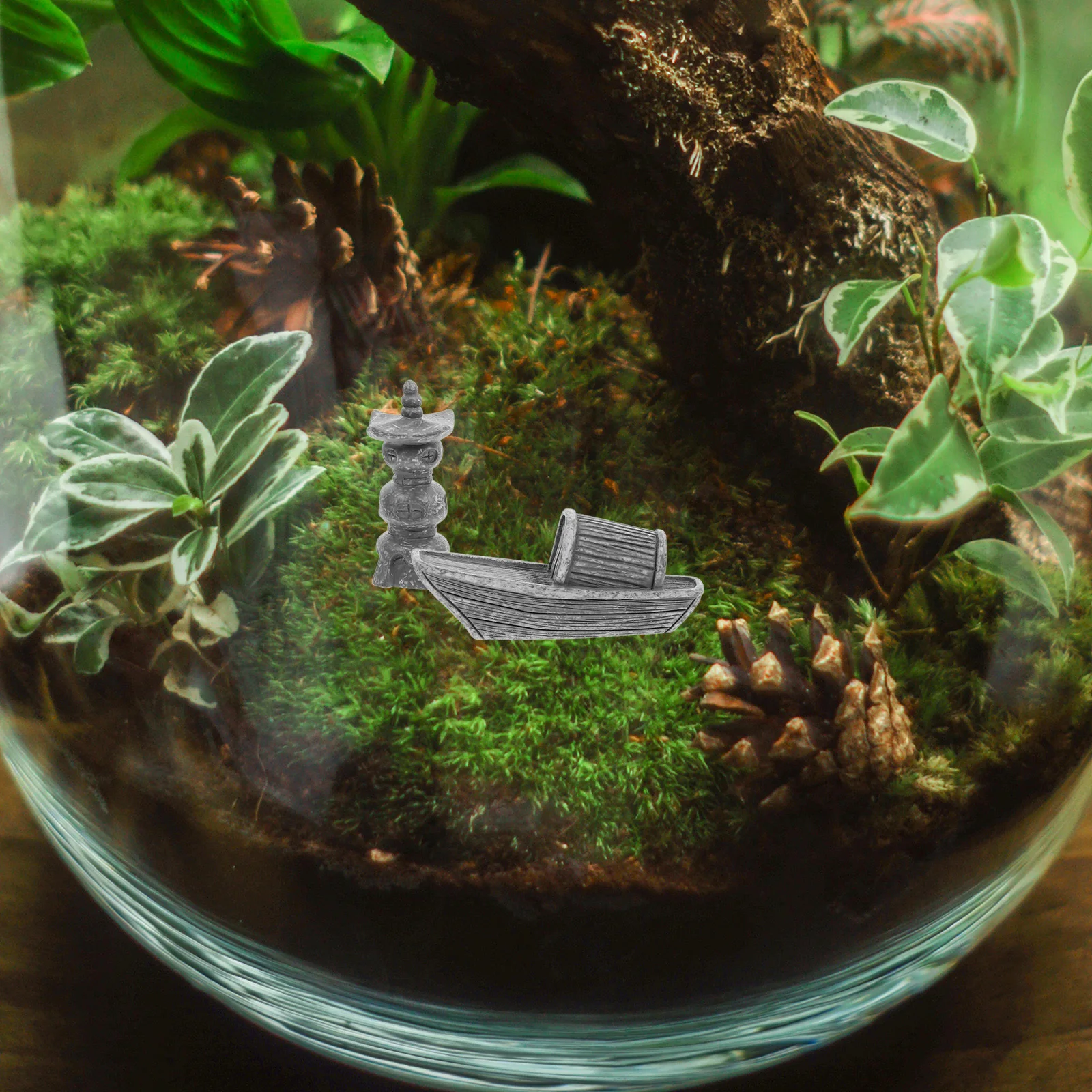 

1Set Miniature Rockery Decor Fake Tower Ornament for Garden Pond Fairy Landscape Resin Greenery Outdoor Potted