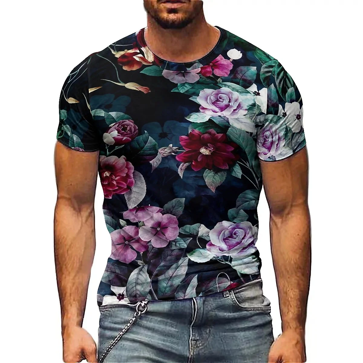 

Men's 3D Printed Short-sleeved Party T-shirts with Printed Short Sleeves