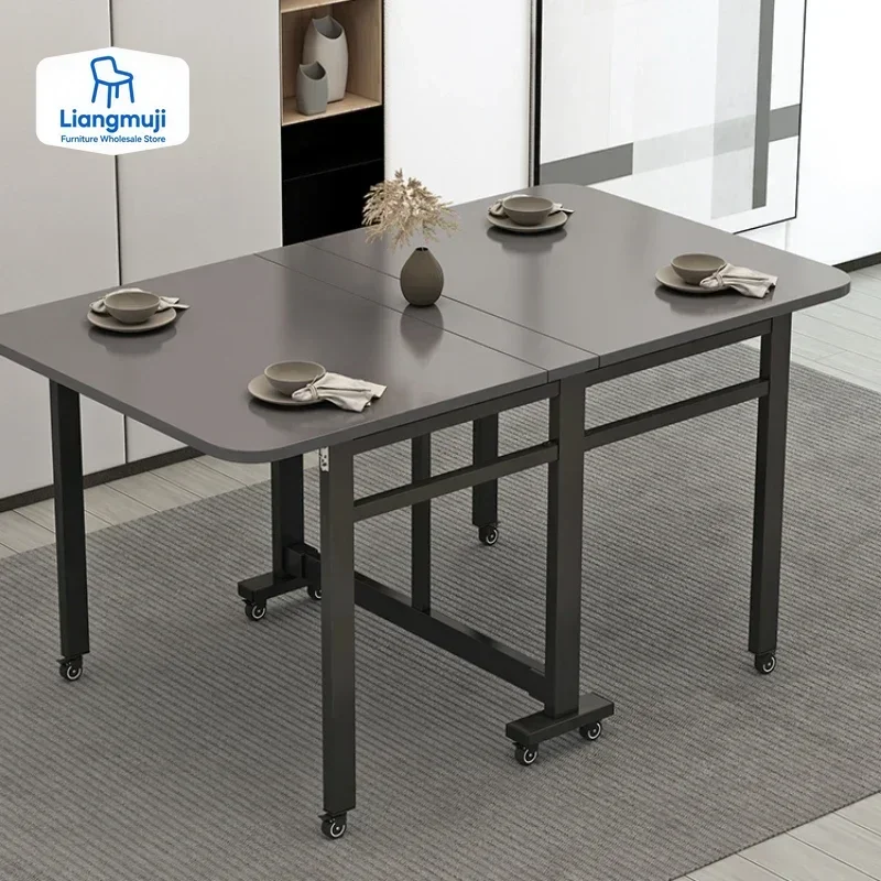 

Modern Nordic Mobile Kitchen Dining Tables Set Wood Foldable Dining Tables Luxury Outdoor Coffee Restaurant Muebles Furniture