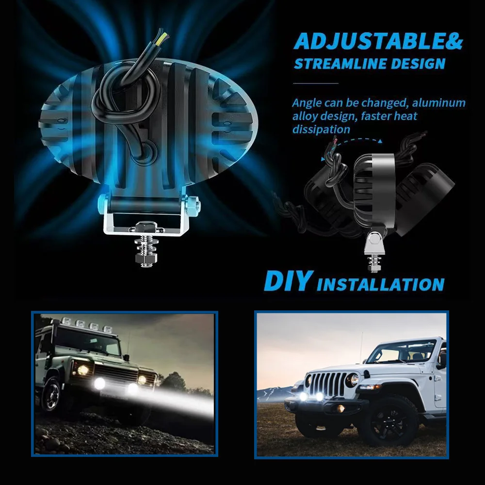 2 قطعة سيارة LED ضوء العمل 8 LED 3030 SMD السوبر مشرق البيضاوي كشاف بقعة 6500K تيار مستمر 12 فولت الأضواء شاحنة 4x4 4WD على الطرق الوعرة SUV ATV #6