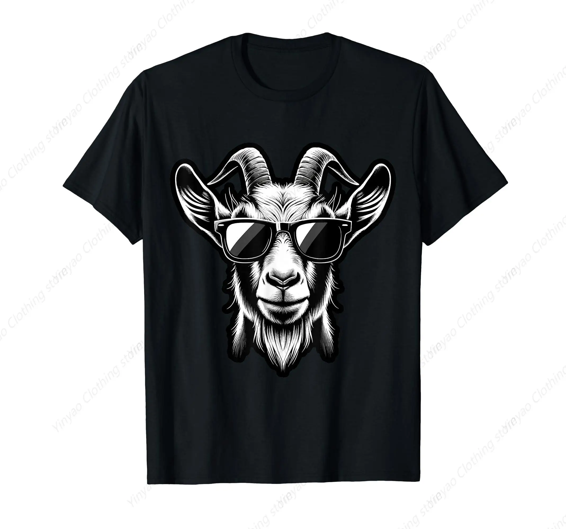 

Fun Goat Trendy Street T-shirt Fashion Short Sleeve Cotton Casual Personalized Top Male and Female Dad Gift