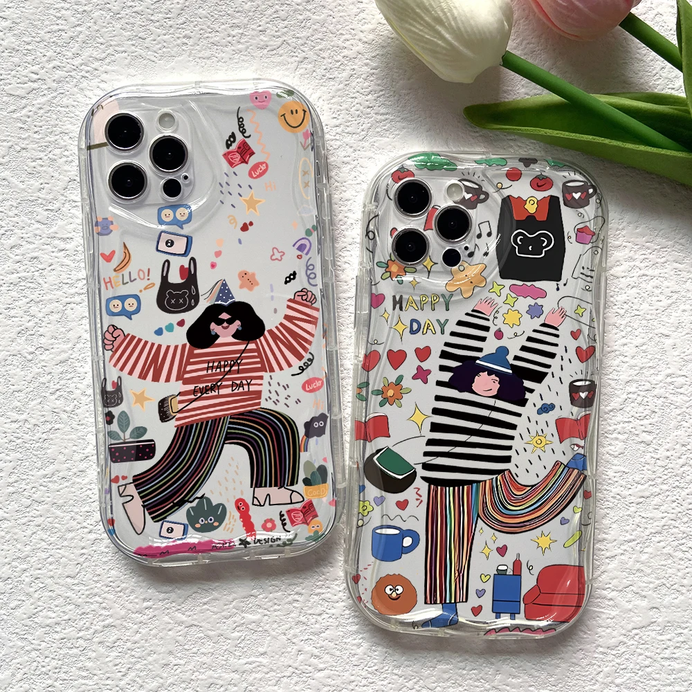 Happy Every Day Girl Phone Case for Samsung Galaxy A73 A72 A71 A54 A53 A52 A52S A51 A50 A34 A33 A32 A23 A13 4G 5G Creamy Cover