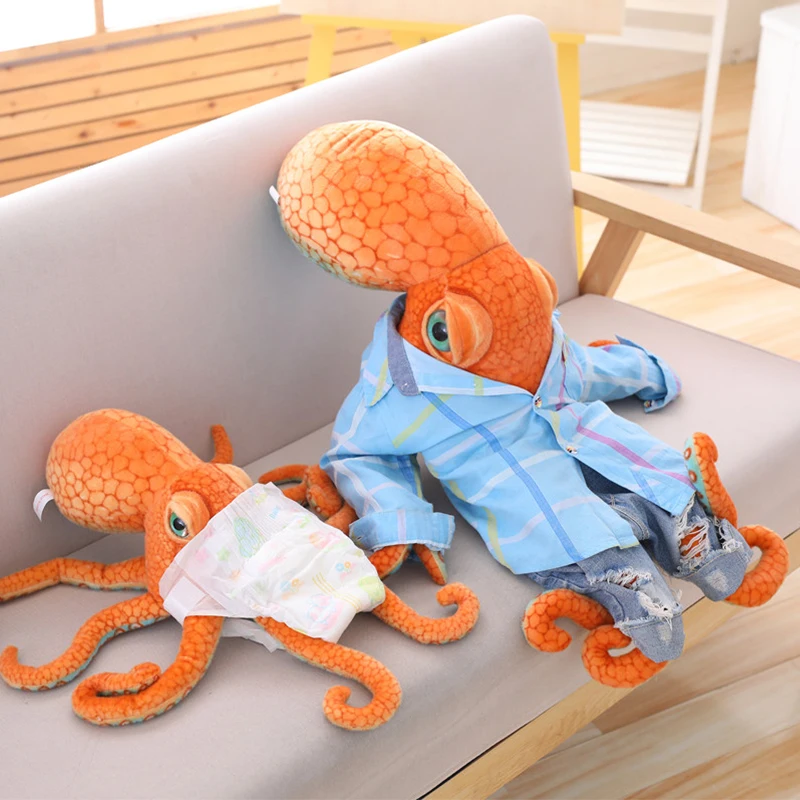 Juguete de peluche de pulpo de simulación Kawaii, muñeco de Calamar de Animal de peluche, almohada de algodón suave Kawaii, regalos de cumpleaños para niñas, decoración del hogar, 30-80cm