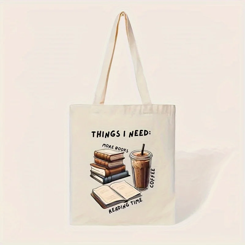A Simple letter book  pattern printed canvas tote bag, suita