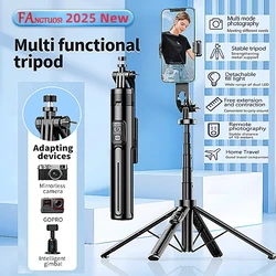 FANGTUOSI 2025 NEW 130cm four-legged Selfie Stick Tripod for Smartphone Camera With Phone stand Bluetooth shutter For Live video