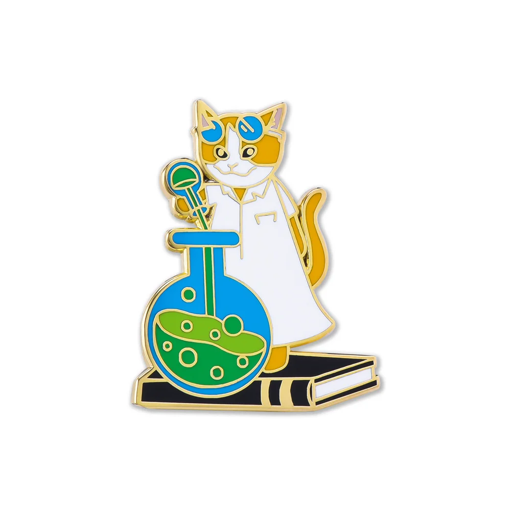 Harong New Cat Scientist Enamel Brooch Exquisite Interesting Chemistry Lab Animal Doctor Lapel Badge Collection Metal Pin