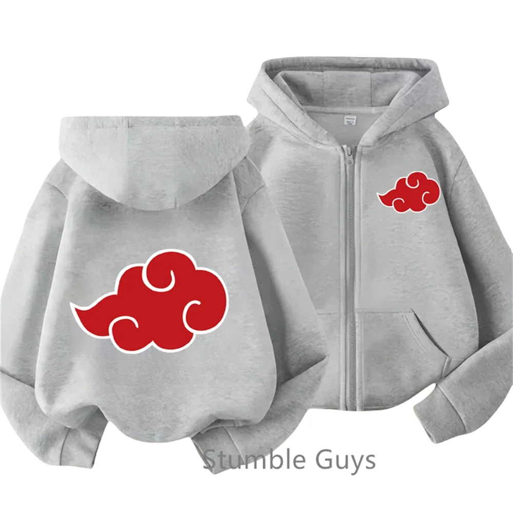 Kids Anime Narutos Zipper Hoodie Boys Clothes Autumn Long-sleeved Kakashi Sasuke Hooded Cartoon Print Sweatshirt Casual Tops