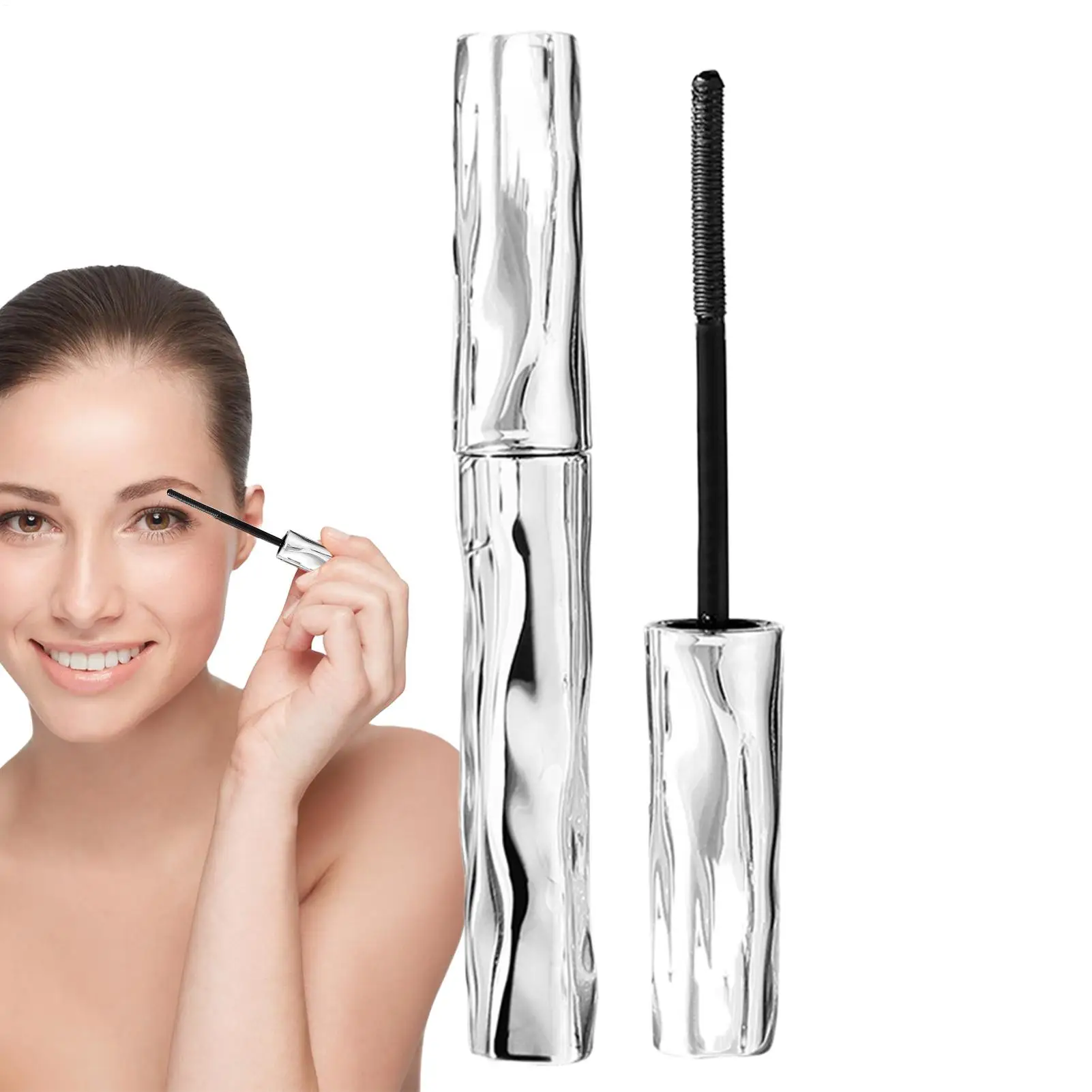 1 stücke Wasserdichte Metallics Rohr Mascara Schwarz Seide Faser Lange Curling Nicht-Clumping Wimpern Extensions Spirale Make-Up Für Augen