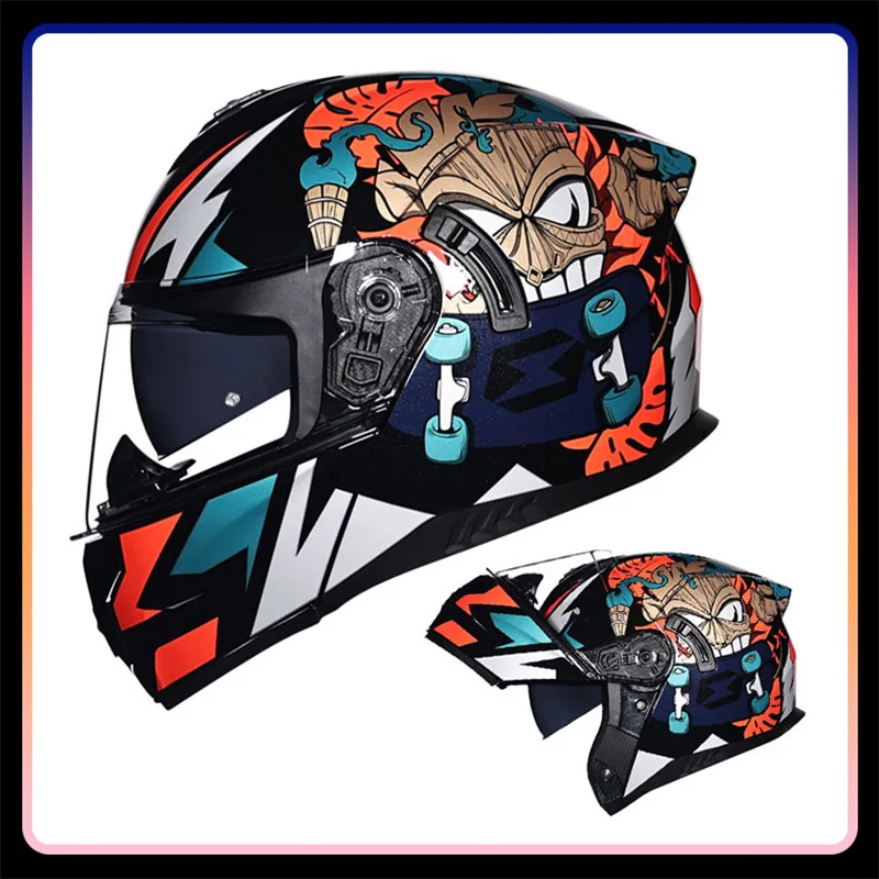 

Unisex Dual Visor Full Face Helmet DOT Approved Classic Flip Up Motorcycle Helmets Cafe Racer Chopper Moto Cascos Para Motos Men