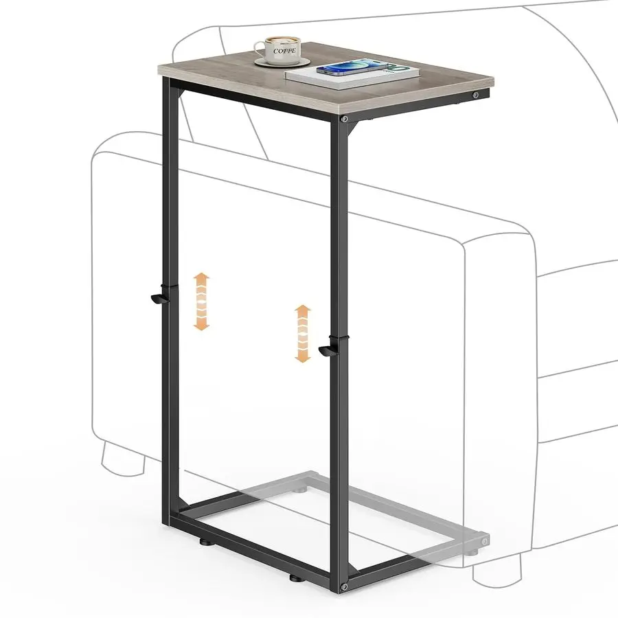 

Приставной столик C-образной формы для дивана, 33,2 см, очень высокий, регулируемый по высоте, маленький приставной столик для небольших помещений, придиванный столик